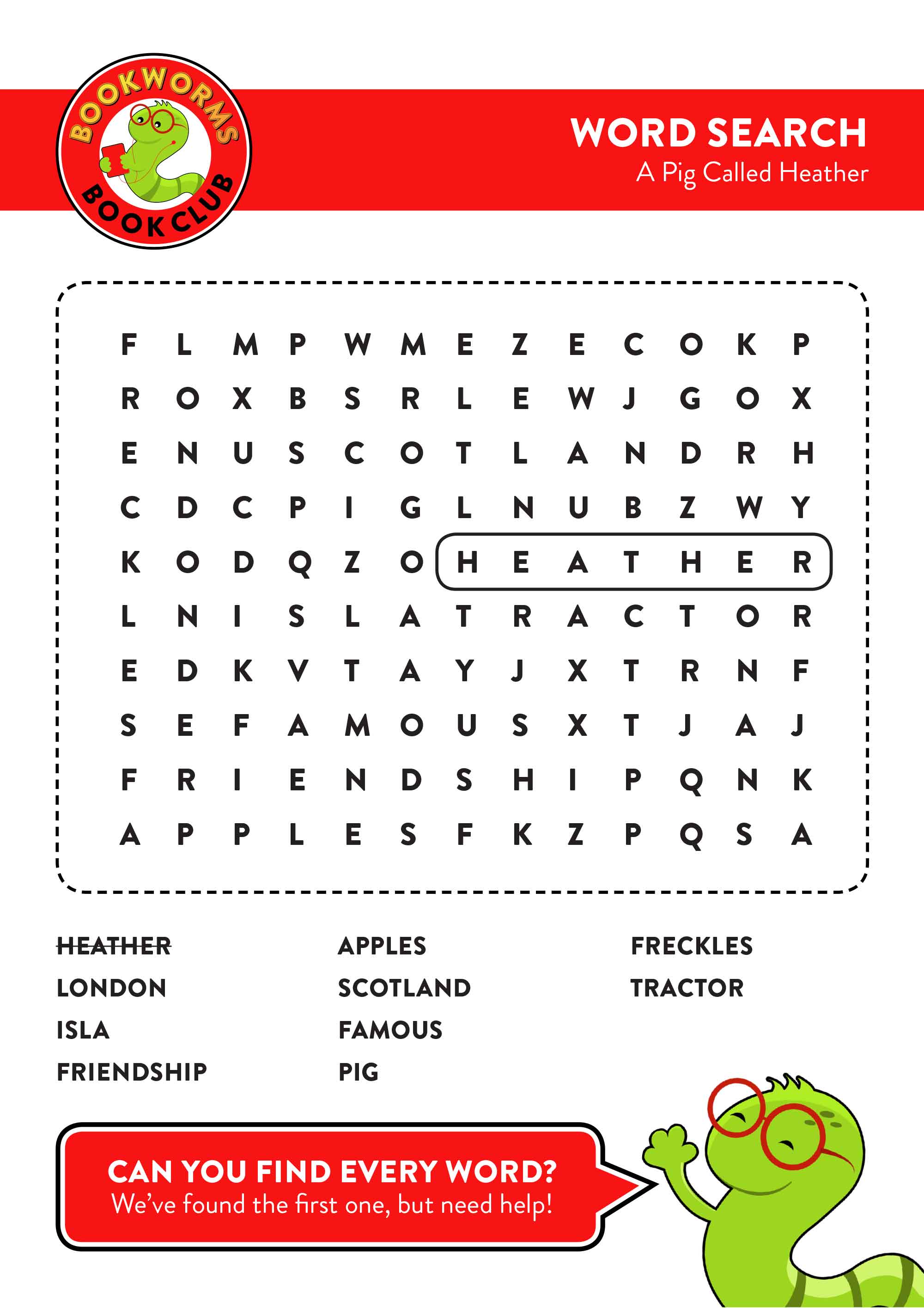 A Pig Called Heather Word Search